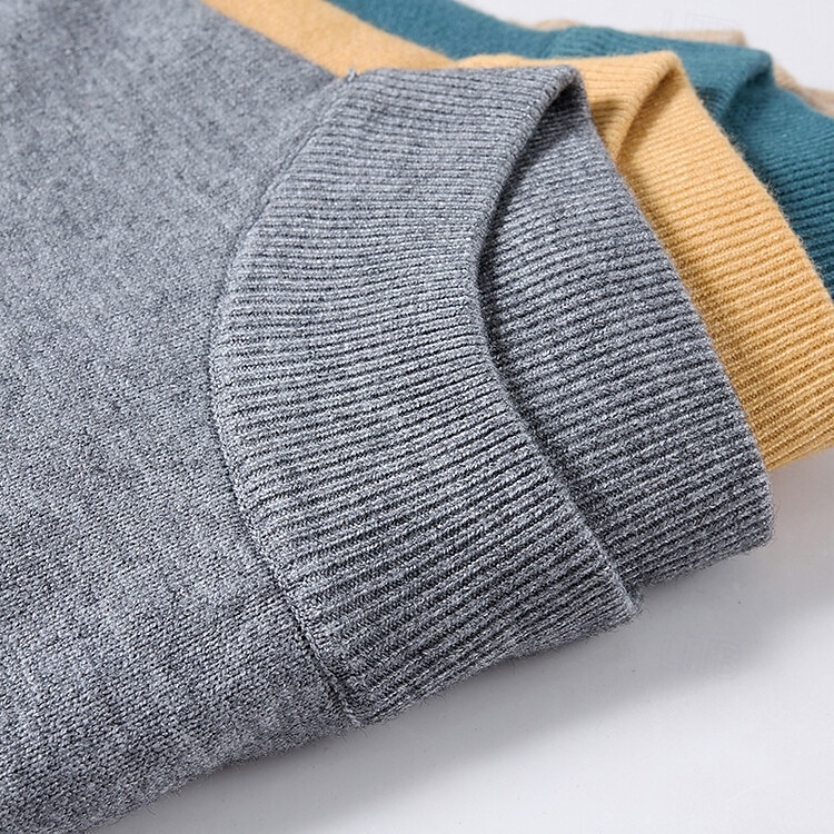 Men's Pullover Sweater Jumper Knit Sweater Ribbed Knit Knitted Plain Mock Neck Basic Keep Warm Daily Wear Vacation Clothing Apparel Fall & Winter Black White S M L 2025 - $28.99 –P3
