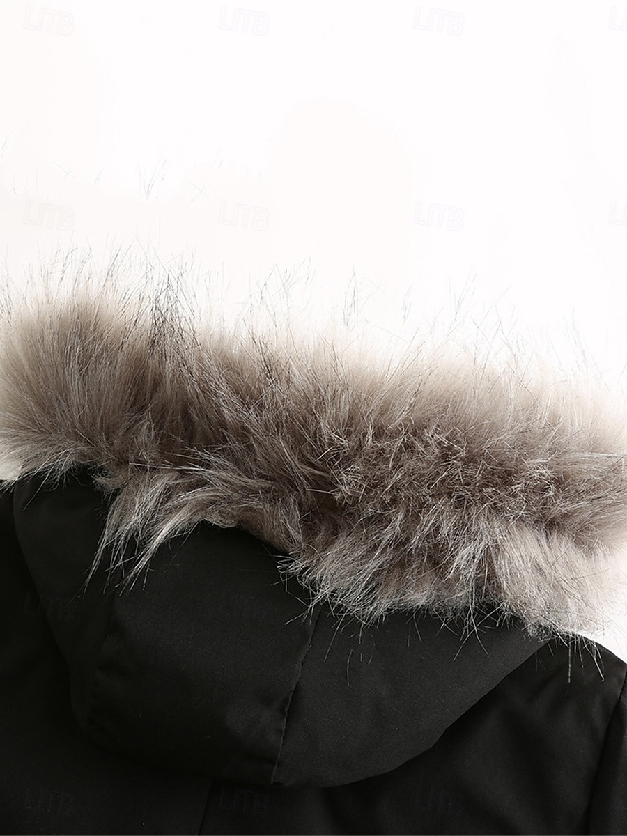 Dame Parkas Hold Varm Pustende Glidelås Lomme Pelskrage Fleece Lined Fritid عادي Feriereise Gate Dagligdagstøy Ut på byen Glidelås Normal Hettegenser Normal Langermet Yttertøy Svart Rosa Rød Høst 2025 - $57.99 –P4