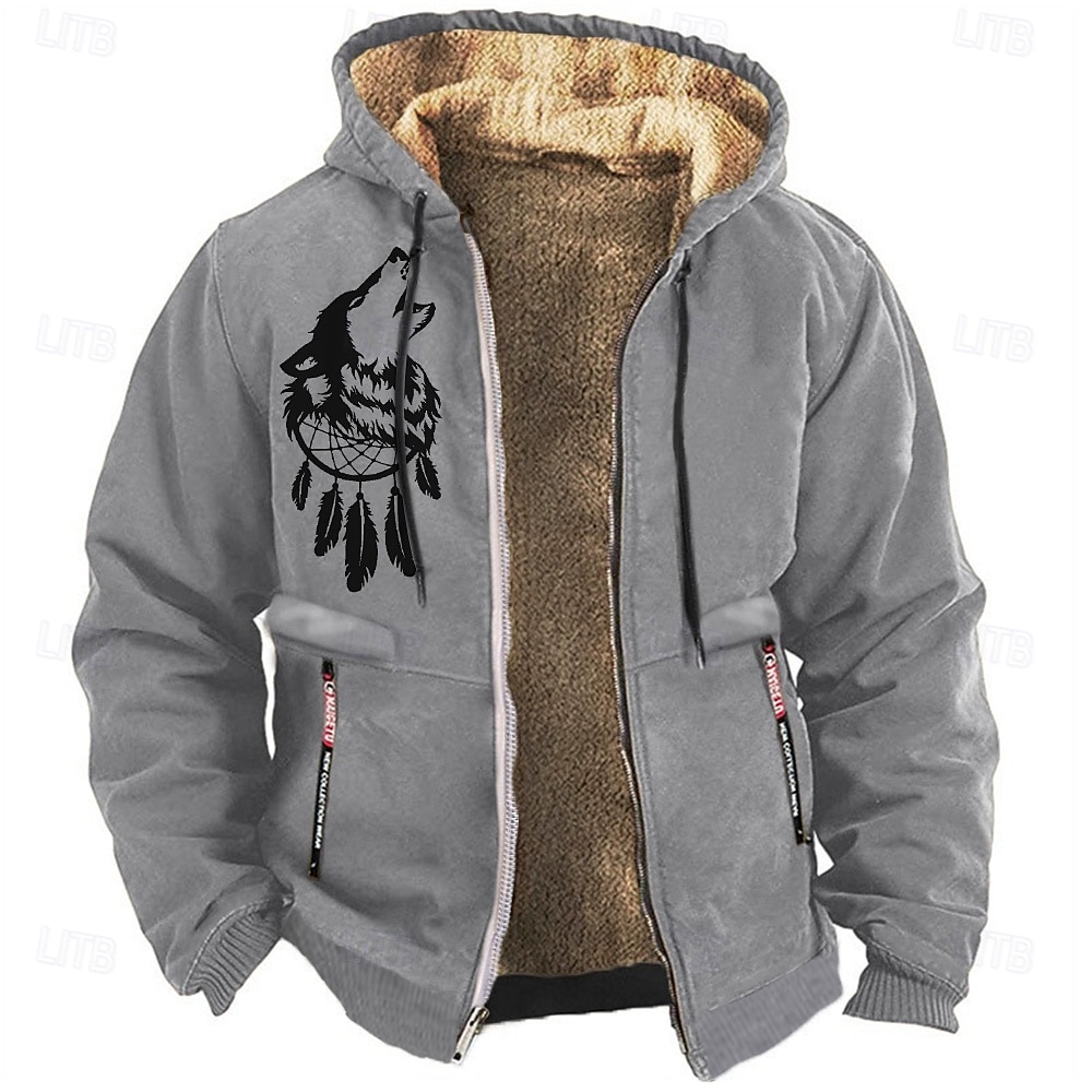 Hombre Lobo Vellón Sudaderas Manga Larga Sudaderas Con Capucha Diario Caza Otoño Invierno Negro Azul Piscina Marrón Ropa Diseñador Impresión gráfica S M L XL XXL XXXL 2025 - $35.99 –P2
