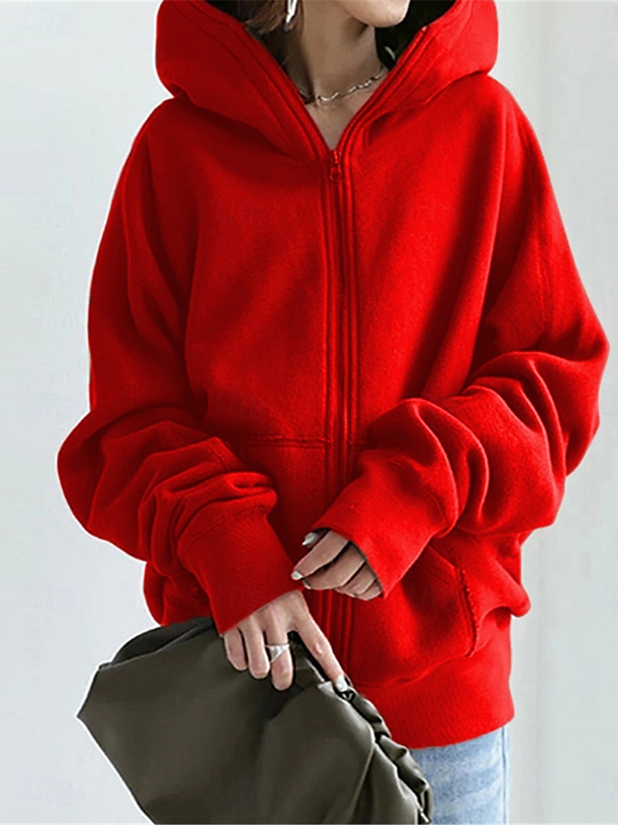 Mujer Chaqueta con capucha Exterior Calle Ropa Cotidiana Otoño Invierno Regular Abrigo Ajuste regular Mantiene abrigado Transpirable Elegante Casual Chaquetas Manga Larga Plano Con bolsillos Full Zip 2025 - $27.99 –P8