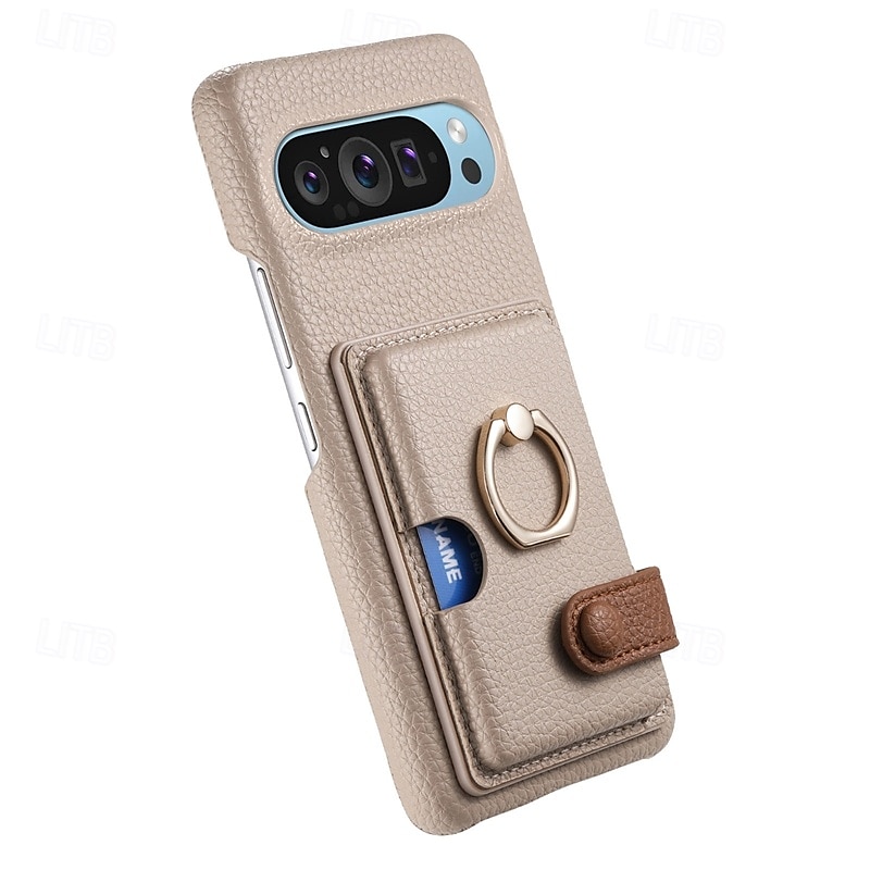 טלפון מגן עבור Pixel 9 Pro Pixel 9 Pro XL Pixel 8 Pro Pixel 8 פיקסל 9 Pixel 7 Pixel 7 Pro Pixel 6 Pixel 6 Pro כיסוי אחורי מחזיק טבעת חריץ לכרטיס עמיד בזעזועים רטרו TPU עור PU 2025 - $19.99 –P2