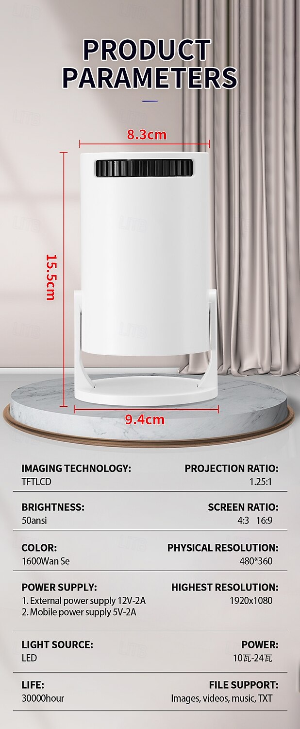 Mini Portable Projector M200/M5 HD Movie Projector Brightness 3000 Lumens HD LED Light Source with USB Connection Push Button Controls Great for Home Theater and Outdoor Camping Adventures 2025 - $69.99 –P10
