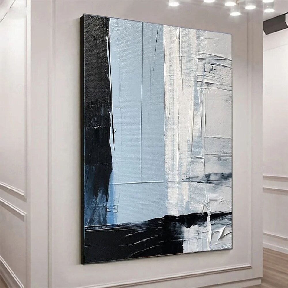 handgemachtes blaues abstraktes blau-goldenes Ölgemälde auf Leinwand, groß, handgemalt, abstrakt, strukturiert, boho, modernes Ölgemälde, Wandkunst, zeitgenössisches minimalistisches Kunstwerk für 2025 - $125.99 –P6