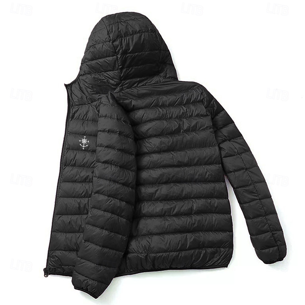 Homens Gráfico Náutico Bussola Baixa Casaco puffer Prova-de-Água Casual Diário Feriado Para Noite Imprimir Outono Inverno Com Capuz Manga Longa Preto Vermelho Azul Marinha de 2025 por $58.99 –P5