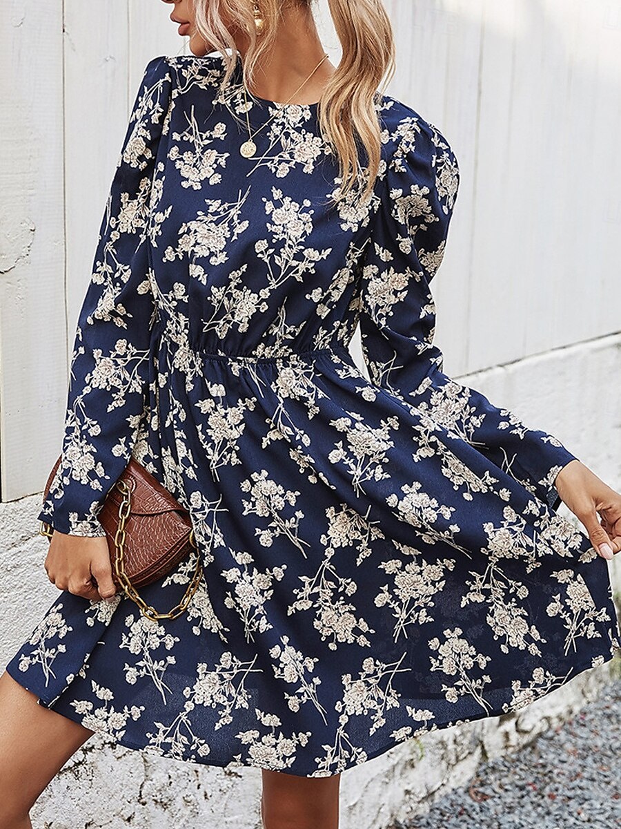 Women's Floral Crew Neck Maxi Dress Long Sleeve Spring Fall 2025 - $39.99 –P7