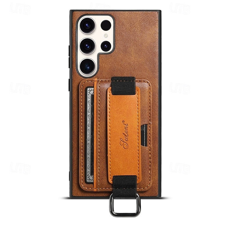 telefon Carcasă Pro S24 S24 Ultra Plus S23 Ultra Plus S23 S22 S22 Plus Ultra S25 Ultra Zadní kryt se stojánkem s poutkem na zápěstí Slot pro kartu Retro TPU PC PU kůže 2025 - $19.99 –P5