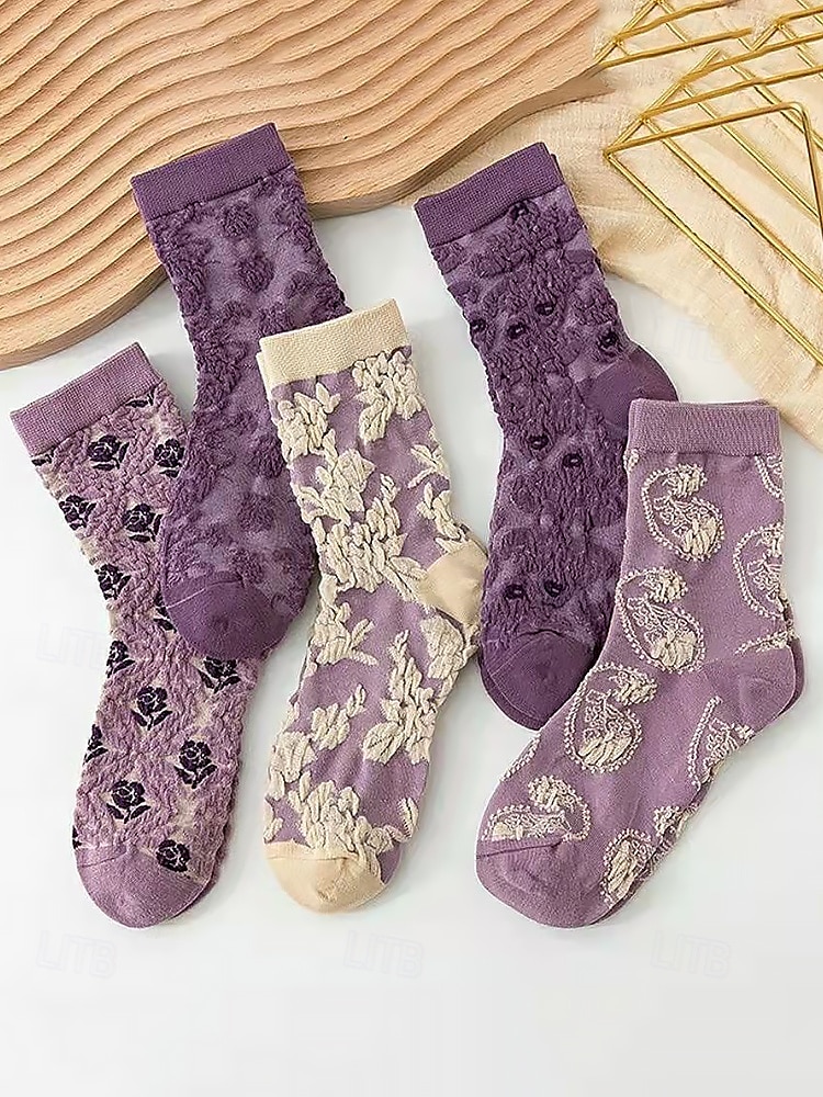 șosete vintage de damă cu broderie florală – design retro elegant, ideal pentru purtarea de zi cu zi 2025 - $14.99 –P9