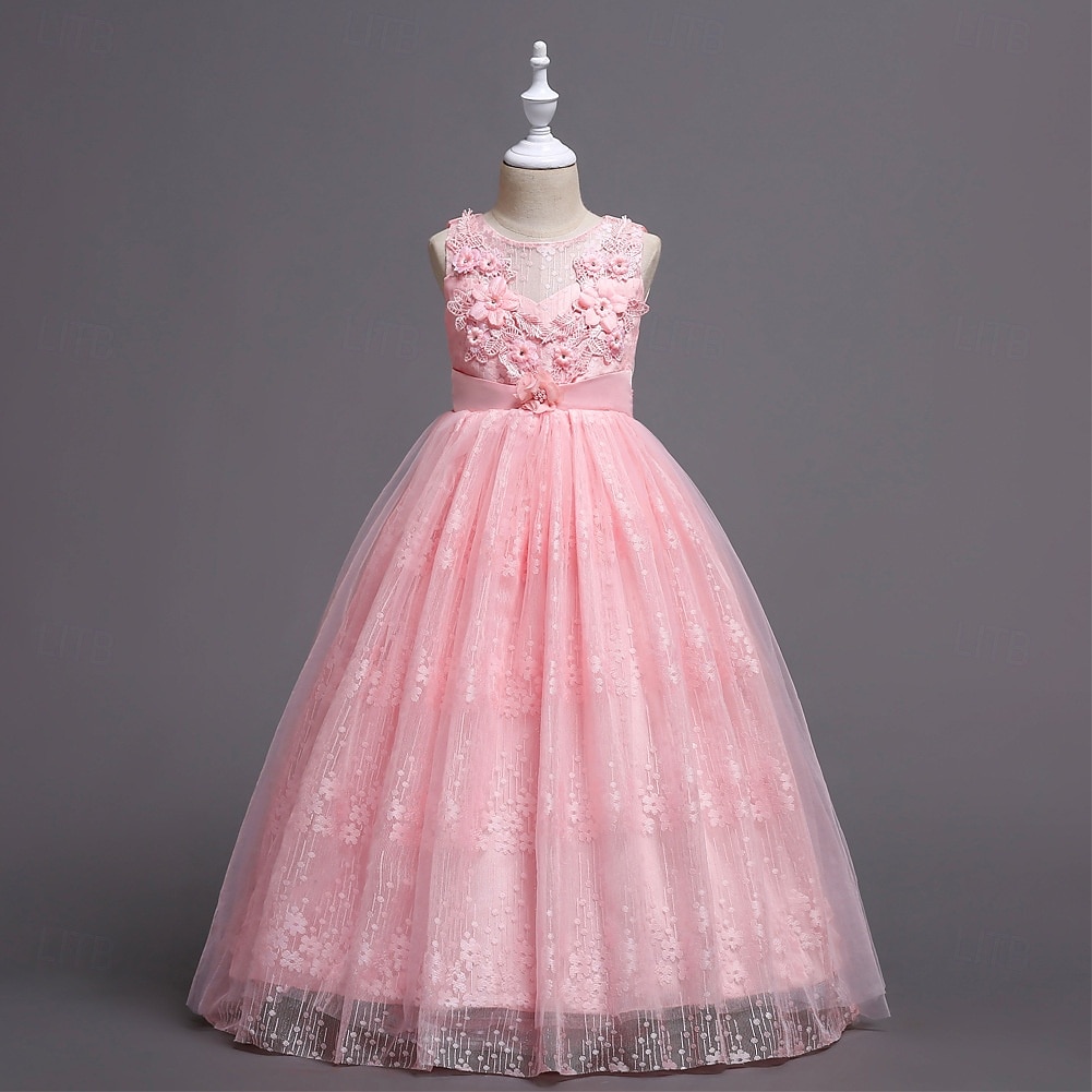 Kids Girls' Dress Solid Color Flower Sleeveless Party Pegeant Princess Sweet Cotton Party Dress A Line Dress Summer Spring 4-13 Years Pink Navy Blue Purple 2025 - $41.99 –P1
