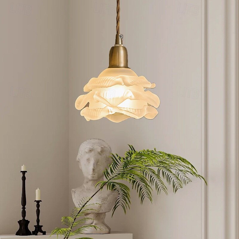 oświetlenie sufitowe retro kwiat styl szklany wiszący klosz lampy biały szklany minimalistyczny kwiat sufit wiszący lampa oprawa 2025 - $67.99 –P10