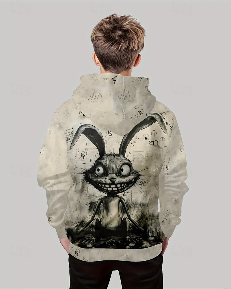 Pojkar 3D Grafisk Kanin Huvtröja Långärmad Vår Höst Mode Streetwear Barn 4-12 år Huva Utomhus Ledigt Dagligen Normal 2025 - $18.99 –P2