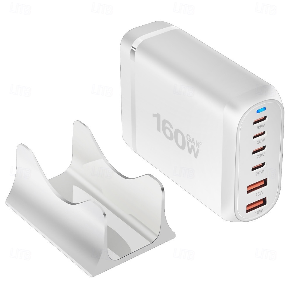 160w gan snel opladen 3.0 usb type c snellader mobiele 6-poorts usb type c pd-lader handig om mee te nemen tabletlader 2025 - $44.99 –P6