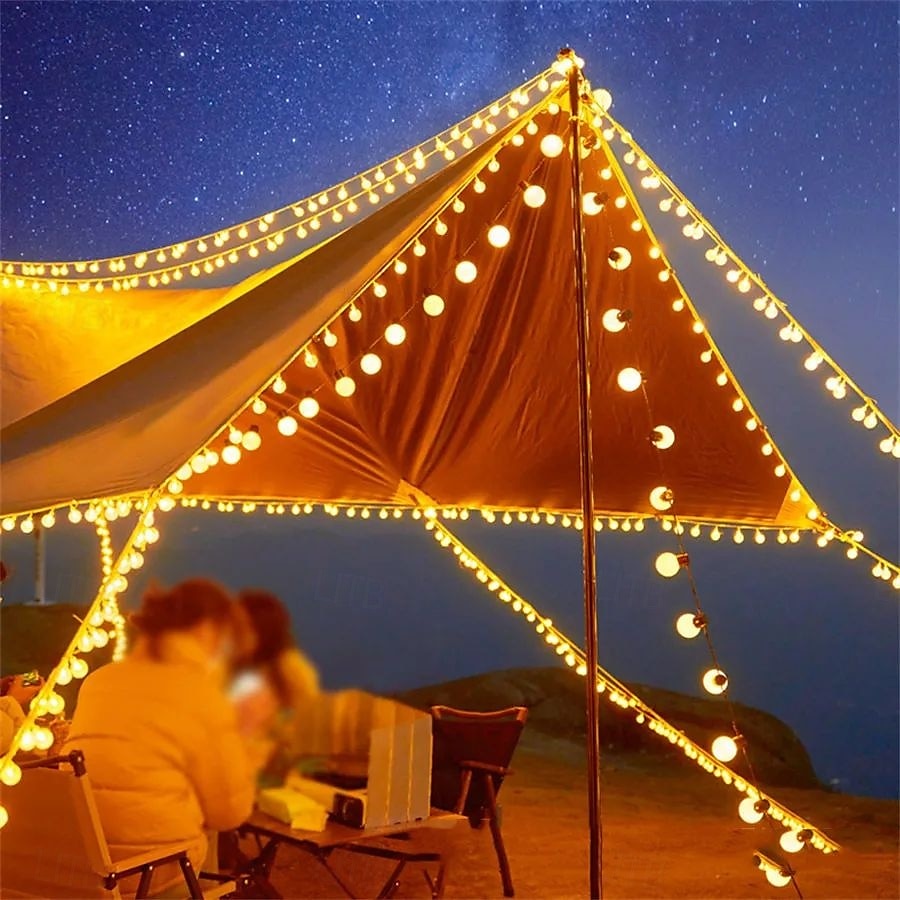 solenergi utendørs vanntette g50 pære lysstreng 5m 7m perfekt for jul, bakgård utendørs terrasse camping atmosfære dekorasjon 2025 - $65.99 –P11