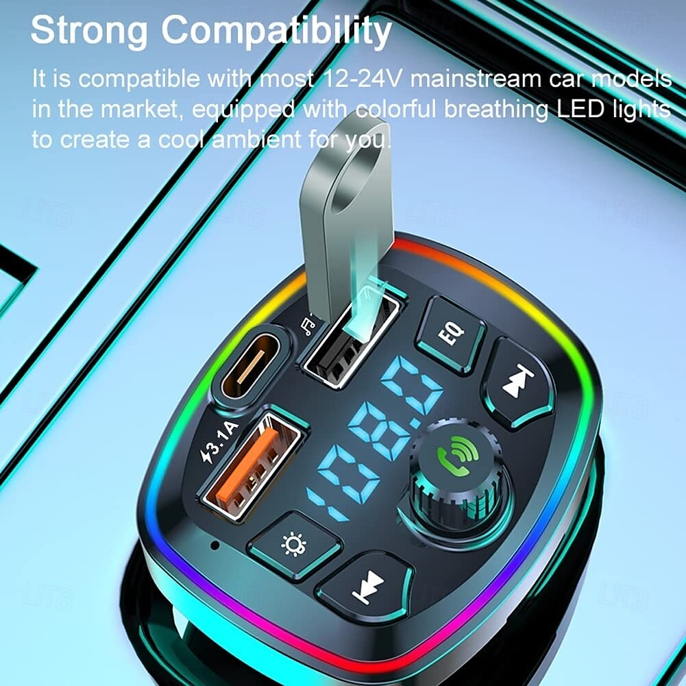 USB Car Charger Quick Charge Bluetooth 5.0 FM Transmitter USB Type C 65W Car Fast Charging Bluetooth FM Transmitter Music Player 2025 - $14.99 –P4