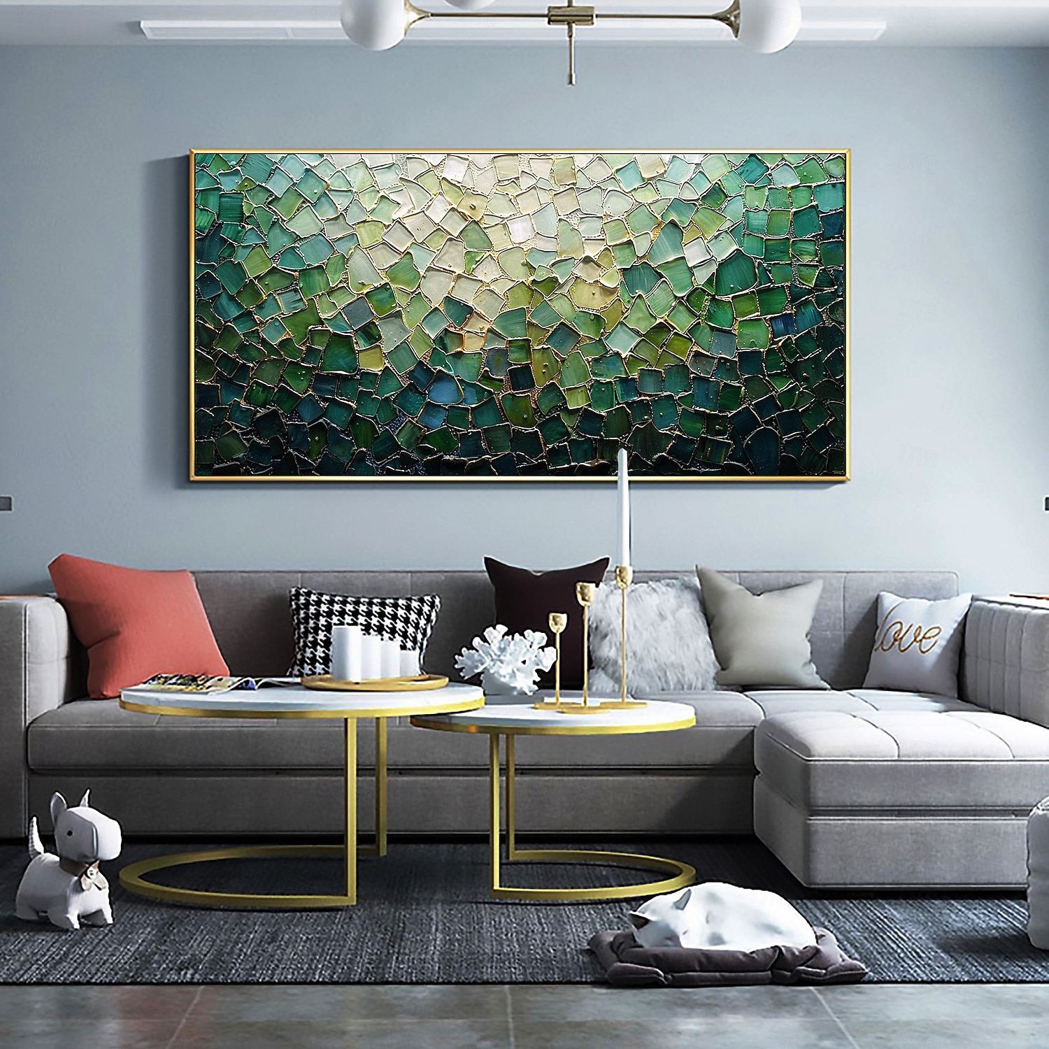 Handmade Original Nordic Minimalism Oil Painting On Canvas Contemporary Abstract Green Impasto Texture Wall Art for Home Decor With Stretched Frame/Without Inner Frame Painting 2025 - $139.99 –P6