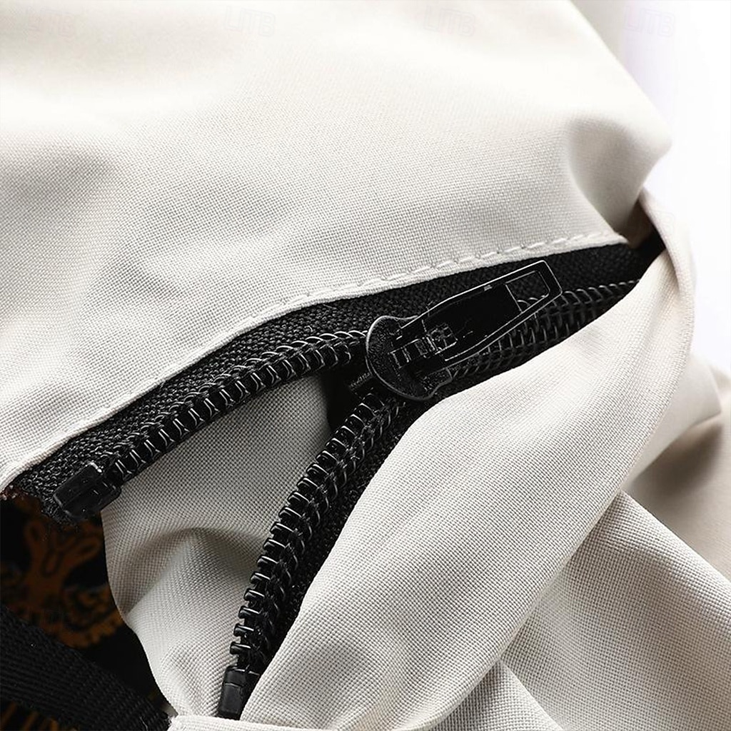Herr Vinterkappa Vinterjacka Fleece-jacka Sportrock Utomhus Camping och vandring Vattentät Vindtät jacka Dragkedja Ficka Höst Vinter Ensfärgat Mode Streetwear Huva Normal Svart Vit Vin Armégrön Jacka 2025 - $63.99 –P11