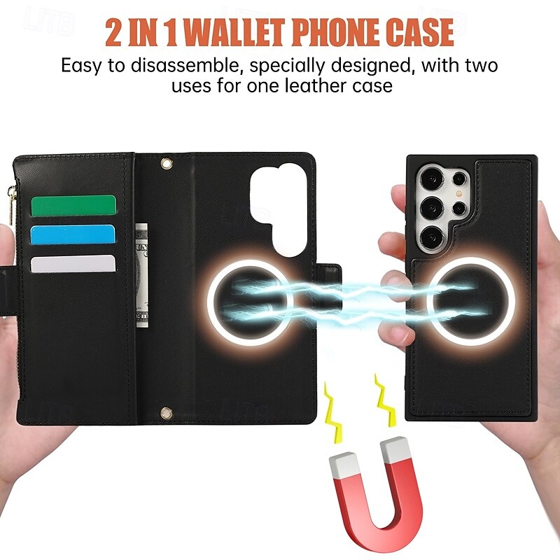 Phone Case For S24 S24 Ultra Plus S23 S22 S21 S20 Ultra Plus FE Wallet Case with Stand Holder Magnetic with Lanyard Retro TPU PU Leather 2025 - $35.99 –P9