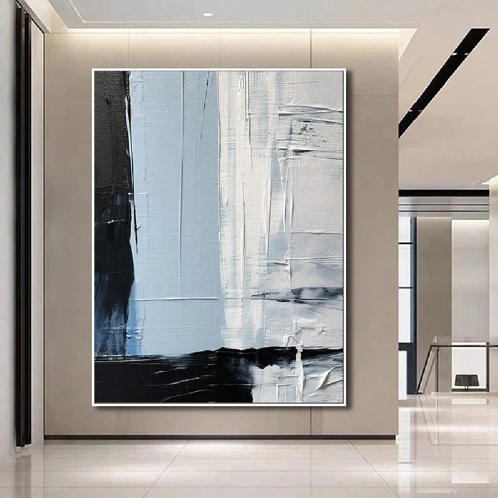 handgemachtes blaues abstraktes blau-goldenes Ölgemälde auf Leinwand, groß, handgemalt, abstrakt, strukturiert, boho, modernes Ölgemälde, Wandkunst, zeitgenössisches minimalistisches Kunstwerk für 2025 - $125.99 –P8