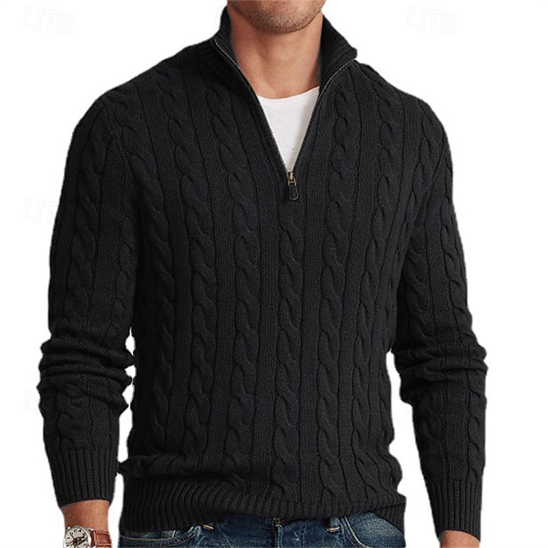 Herren Pullover Pullover mit Viertelreißverschluss Strickpullover Gerippt Stricken Standard Strick Glatt Troyer Halber Reißverschluss Modisch Brautkleider schlicht Freizeitskleidung Verabredung 2025 - $44.99 –P5