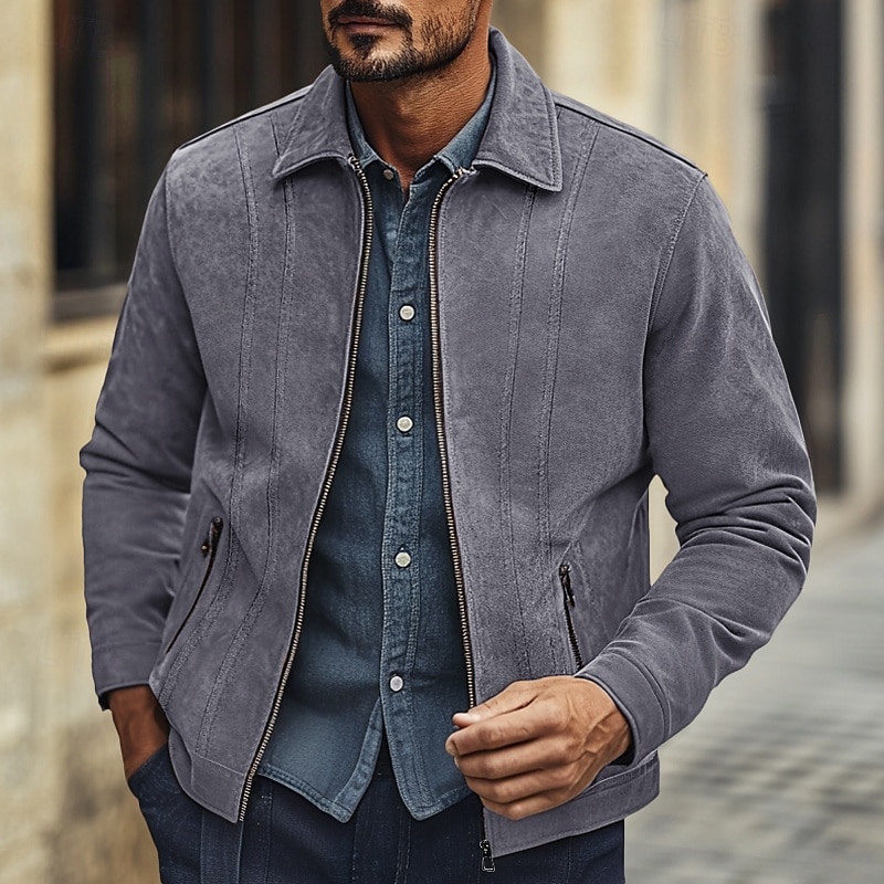 Homme Veste décontractée Veste en faux suède Veste en daim marron Casual Quotidien Coupe-vent Le style rétro Automne hiver Couleur unie / unie Décontractées Revers Normal Noir Marron Vert Grise Veste de 2025 ? $63.99 –P8