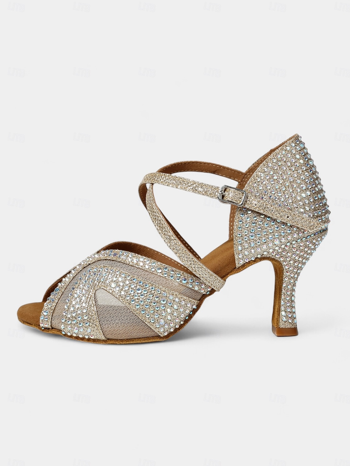 scarpe da ballo latino con tacchi da donna con strass e morbida suola in pelle scamosciata – scarpe da ballo aperte con glitter per matrimoni e occasioni speciali del 2025 a $54.99 –P1