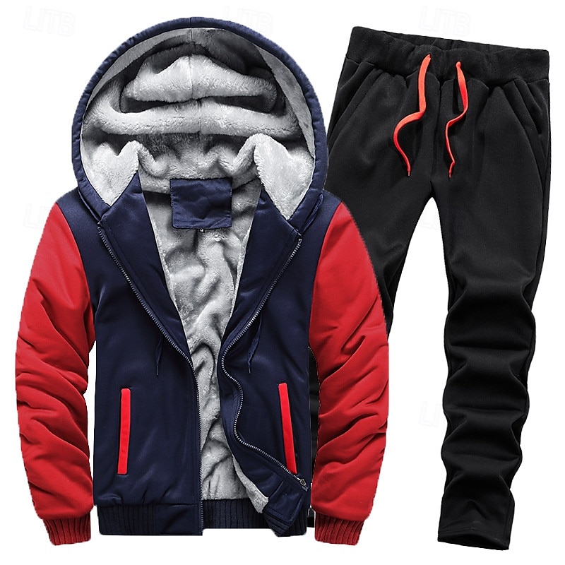 Men's Tracksuit Sweatsuit Black Red Navy Blue Light Grey Dark Gray Hooded Color Block Drawstring 2 Piece Streetwear Cool Spring Fall Clothing Apparel Hoodies Sweatshirts  2026 - $47.99 –P8