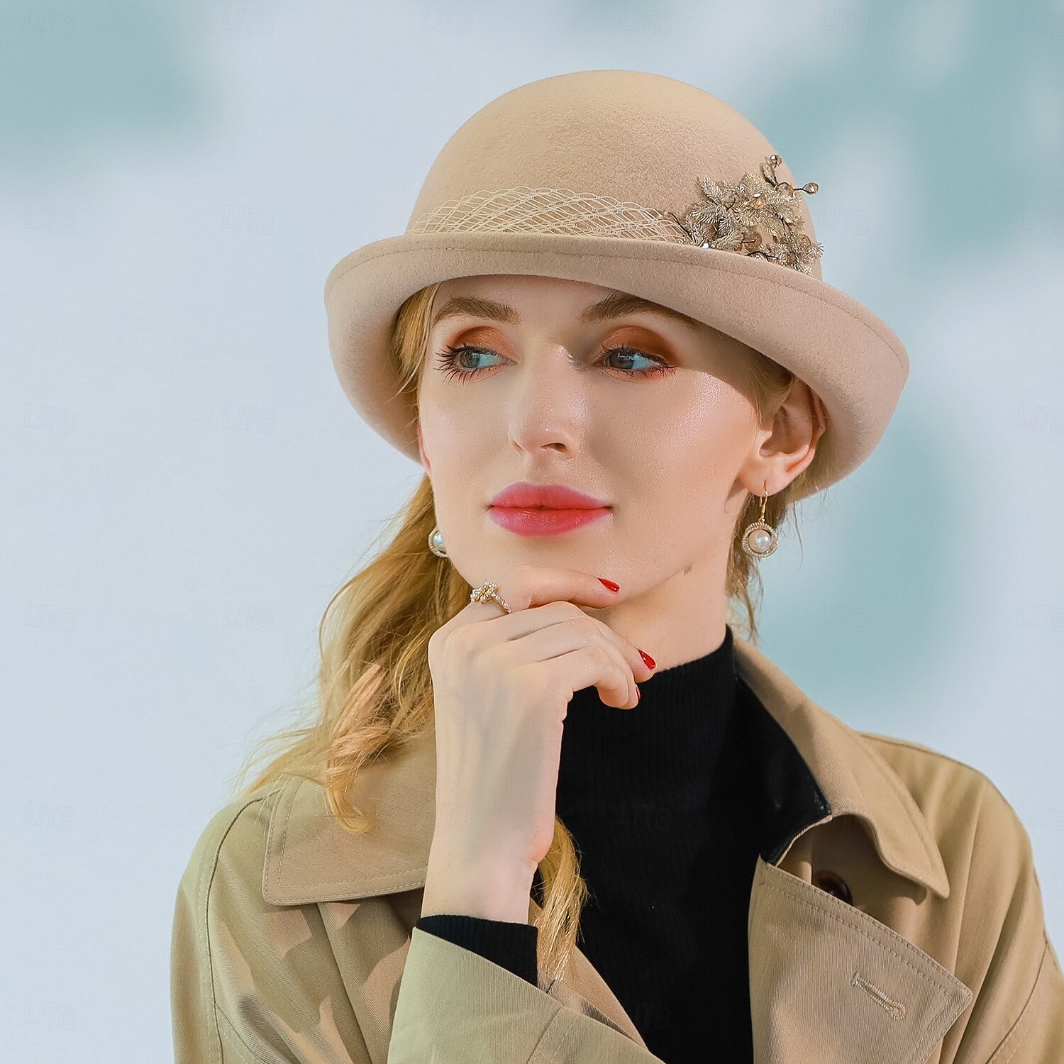 chapéus chapéu de lã chapéu chapéu chapéu fedora chá de casamento elegante casamento com boné renda lateral chapéu chapéu de 2025 por $41.99 –P5