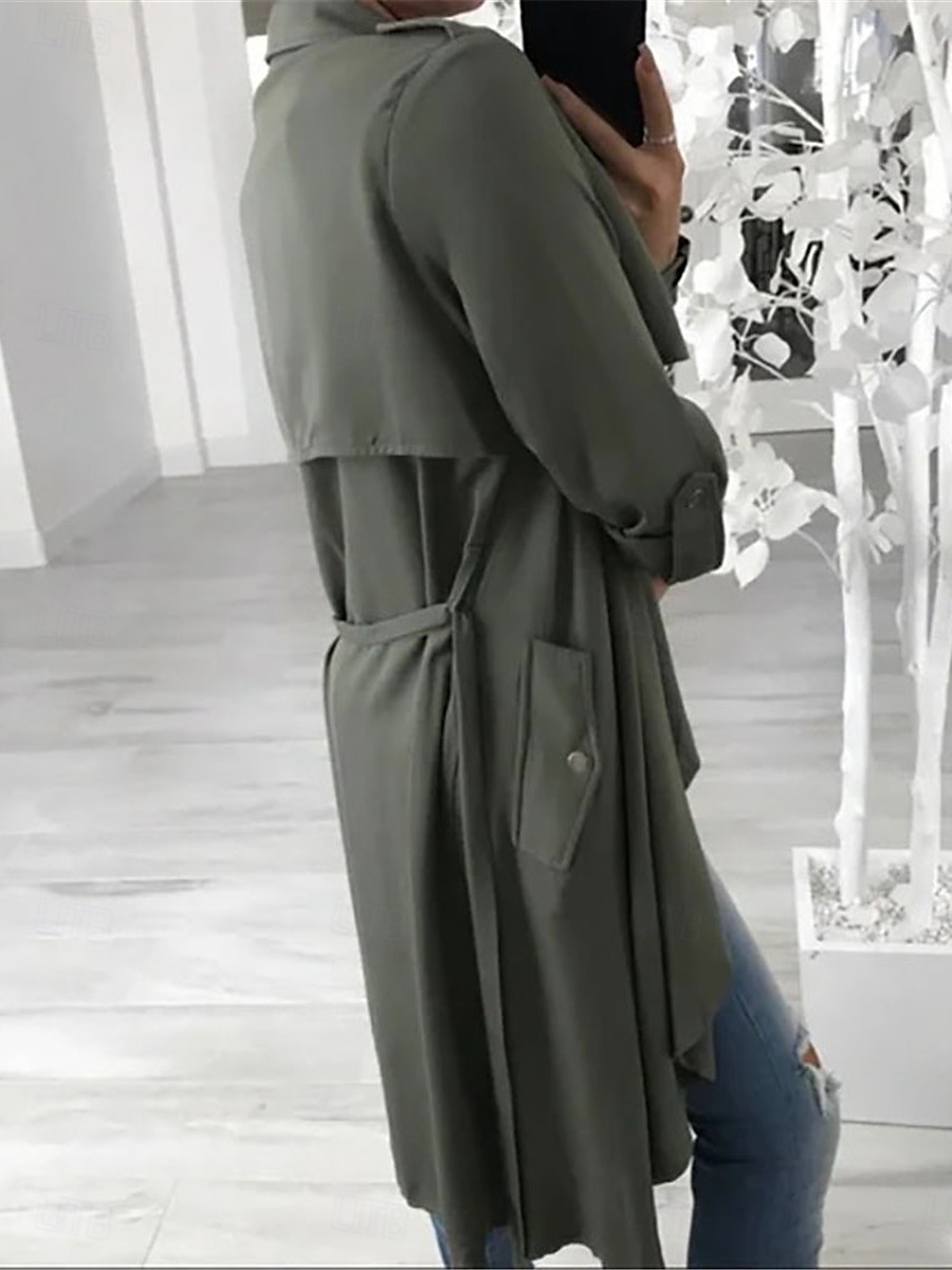 Naisten Rento takki ulko- Katu Arki-asut Syksy Talvi Pitkä Takki Normaali Pidä lämpimänä Hengittävä Tyylikäs Vapaa-aika Jackets Pitkähihainen Yhtenäinen väri Taskut Rubiini Apila Harmaa 2025 - HUF 13519 –P5