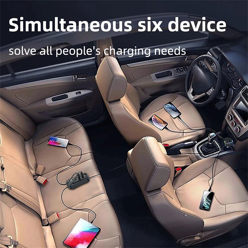 81W Car Charger Adapter 6 in 1 Back Row with Clips Fast Charging Type C Slot Universal 81W Super Fast Car Charging 2025 - $28.99 –P3