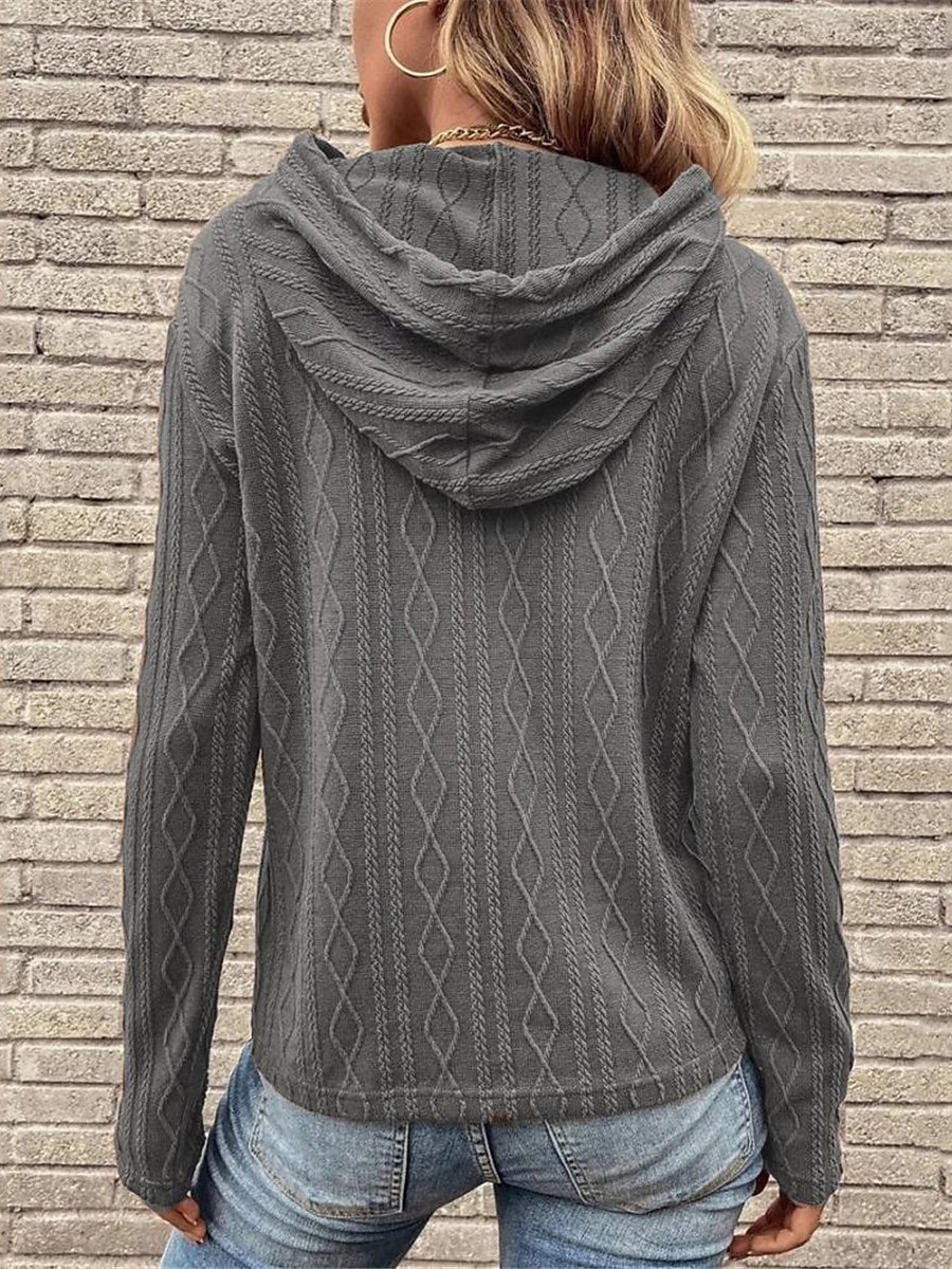Women's Sweater Pullover Sweater Jumper Casual Soft Pure Color Ribbed Hooded Knitted Long Sleeve Regular Tops Knit Outdoor Daily Weekend Wine Brown Fall Winter 2025 - $37.99 –P8