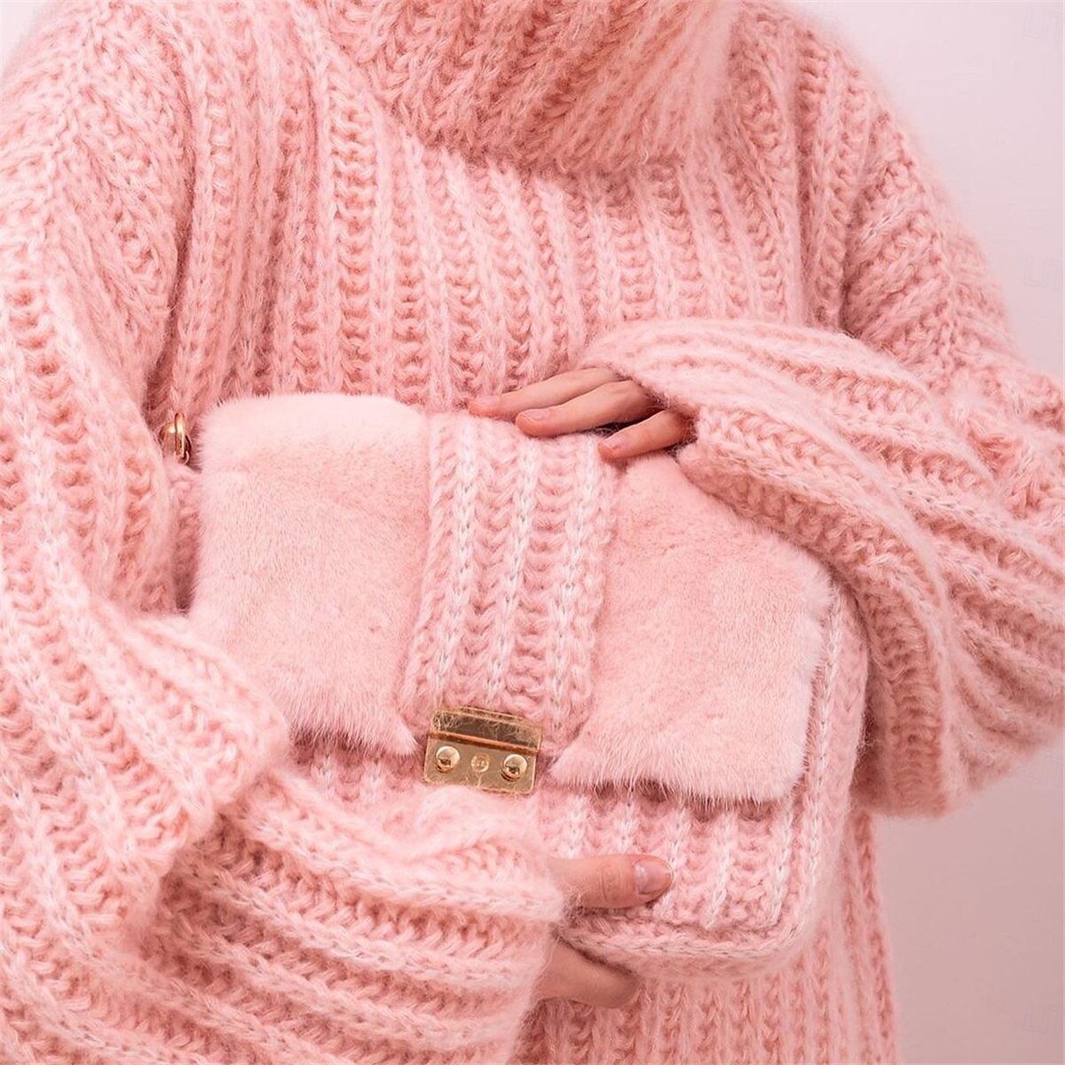 Per donna Felpa Pullover Maglione Informale Morbido Colore puro Grosso A collo alto Lavorato a maglia Manica lunga Top regolari Maglia Esterno Giornaliero Fine settimana Rosa Blu Autunno Inverno del 2025 a $54.99 –P3