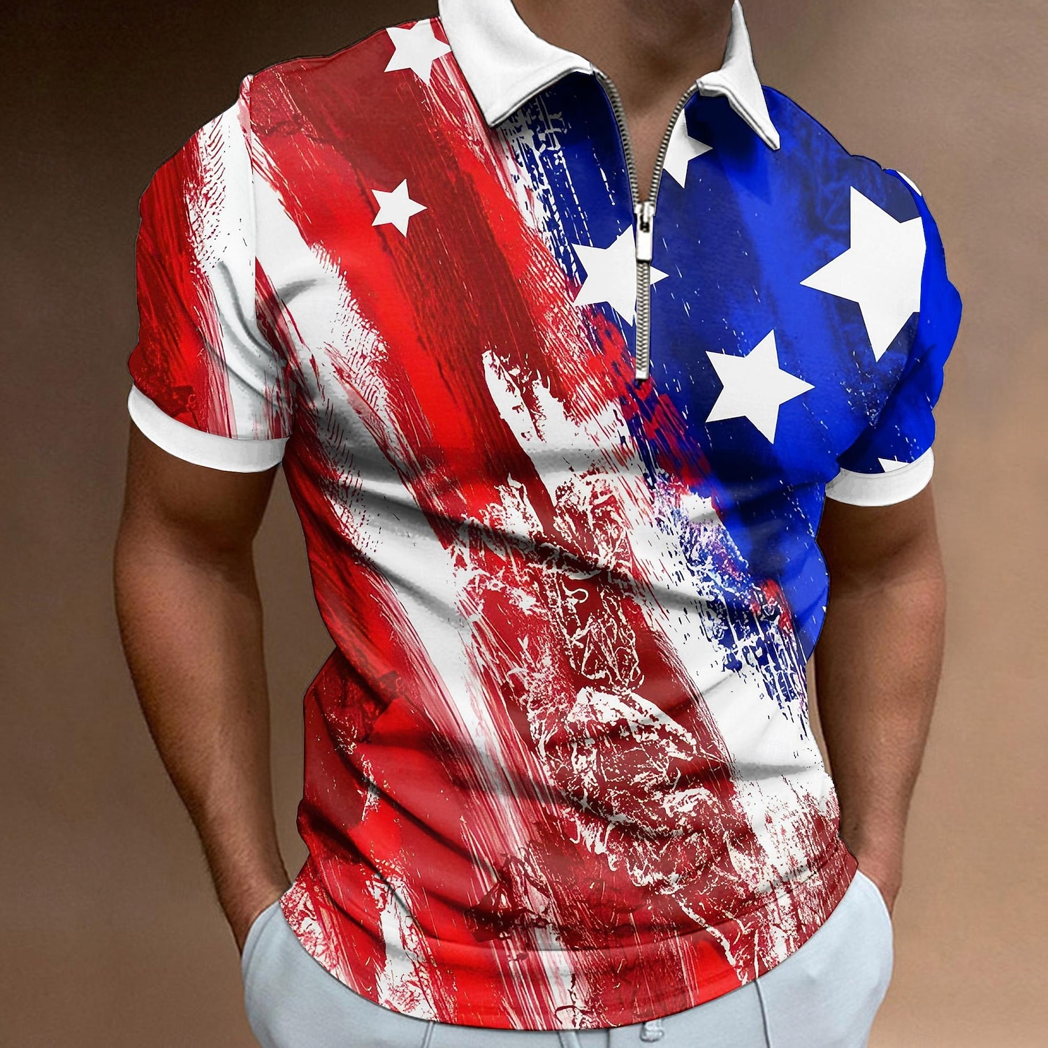 4 de julho de 2026 250º Homens Bandeira americana veteranos Camisas Polo com zíper Camisa de golfe Manga Curta Camisas polo Camisas de colarinho Casual Streetwear Roupas de férias Trajes de festa de 2026 por $23.99 –P1