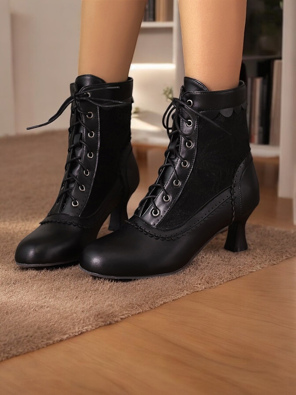 Women's Brown Lace-Up Victorian Ankle Boots with Lace Design and Kitten Heel – Vintage Style for Cosplay or Everyday Wear 2025 - $59.99 –P3