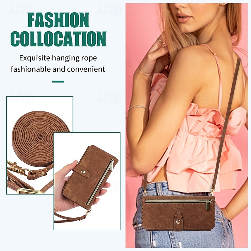 Phone Case For Z Fold 6 Z Fold 5 Z Fold 4 Z Fold 3 Back Cover with Stand Holder Zipper with Lanyard Retro TPU PU Leather 2025 - $20.99 –P1