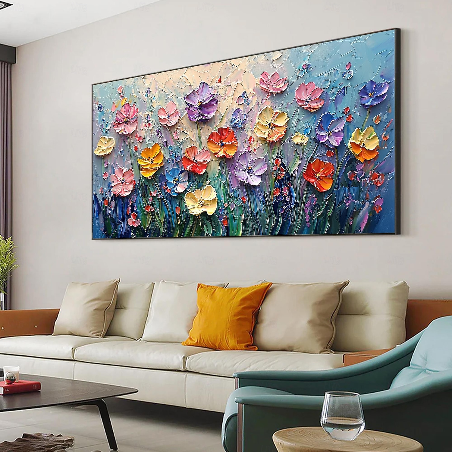 2026年 手作りのオリジナルカラフルな花の油絵キャンバス抽象的な花の