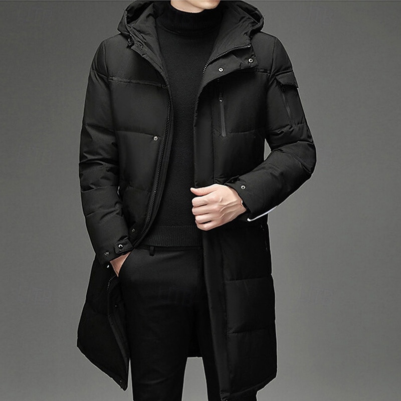 Herren Wintermantel Daunenjacke puffer jacket Gefütterte Jacke Tasche Weiße Entendaunen Urlaub Freizeitskleidung Verabredung Lang Modisch Brautkleider schlicht Komfortabel warm Herbst Winter Solide 2025 - $63.99 –P11