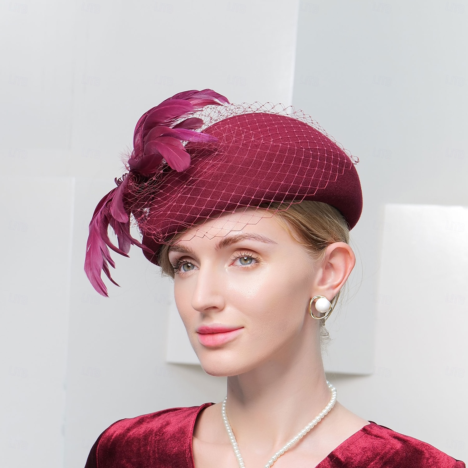 hoeden wollen baret hoed bolhoed / cloche hoed bruiloft cocktail elegante bruiloft met veren hoofddeksel hoofddeksels 2025 - $43.99 –P6