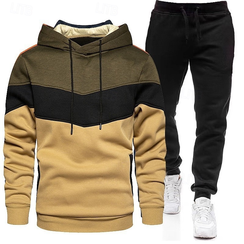 Herr Träningsoverall 2 st Ledigt Höst Långärmad Andningsfunktion Mjuk Kondition Gymträning Löpning Sportkläder Sportkläder Färgblock 다크 카키 Vit Gul 2025 - $20.99 –P5