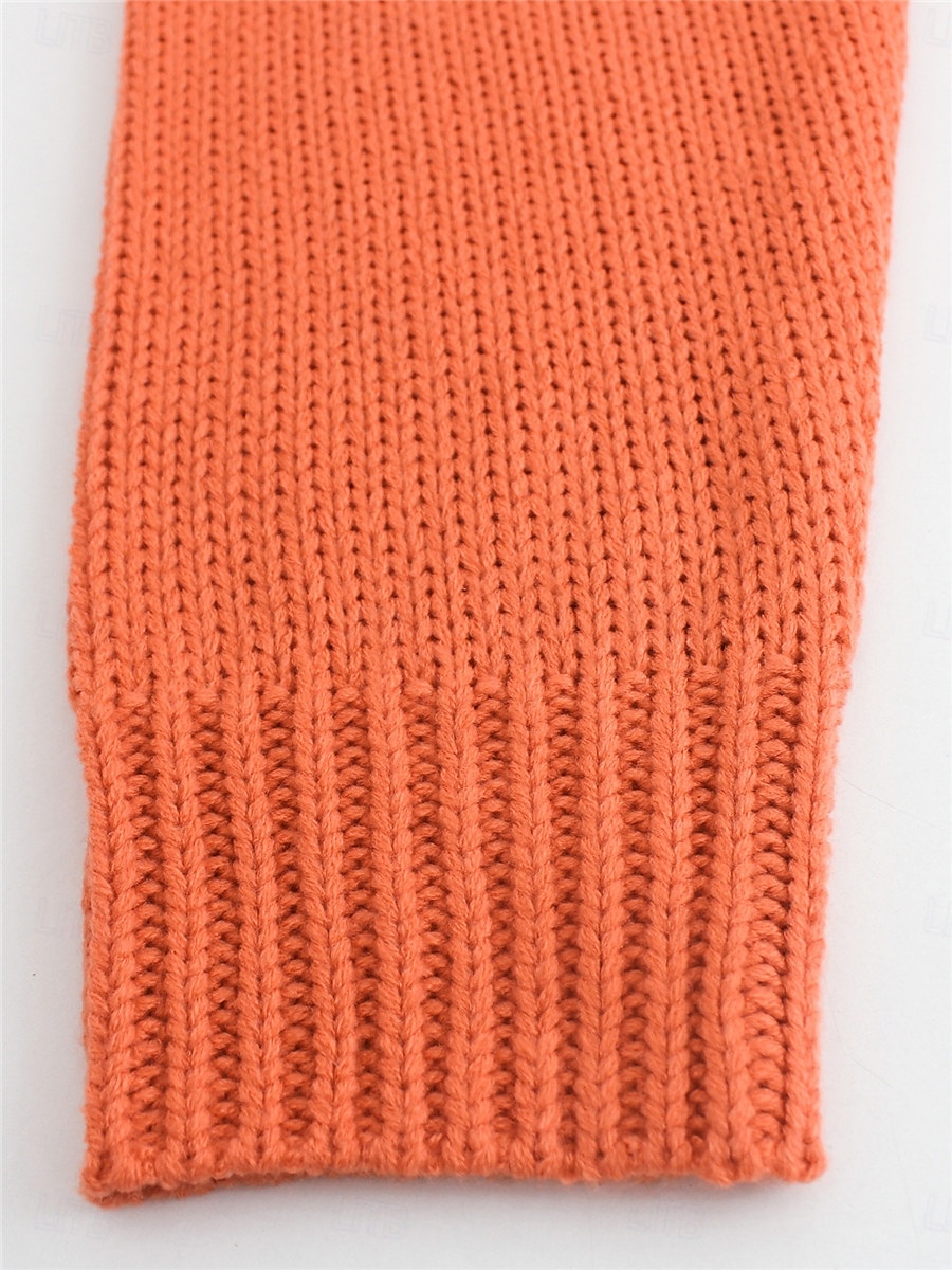 Per donna Felpa Cardigan Informale Morbido Colore puro A coste Apertura anteriore Tasche Lavorato a maglia Manica lunga Top regolari Maglia Esterno Giornaliero Fine settimana Arancione Autunno Inverno del 2025 a $56.99 –P5