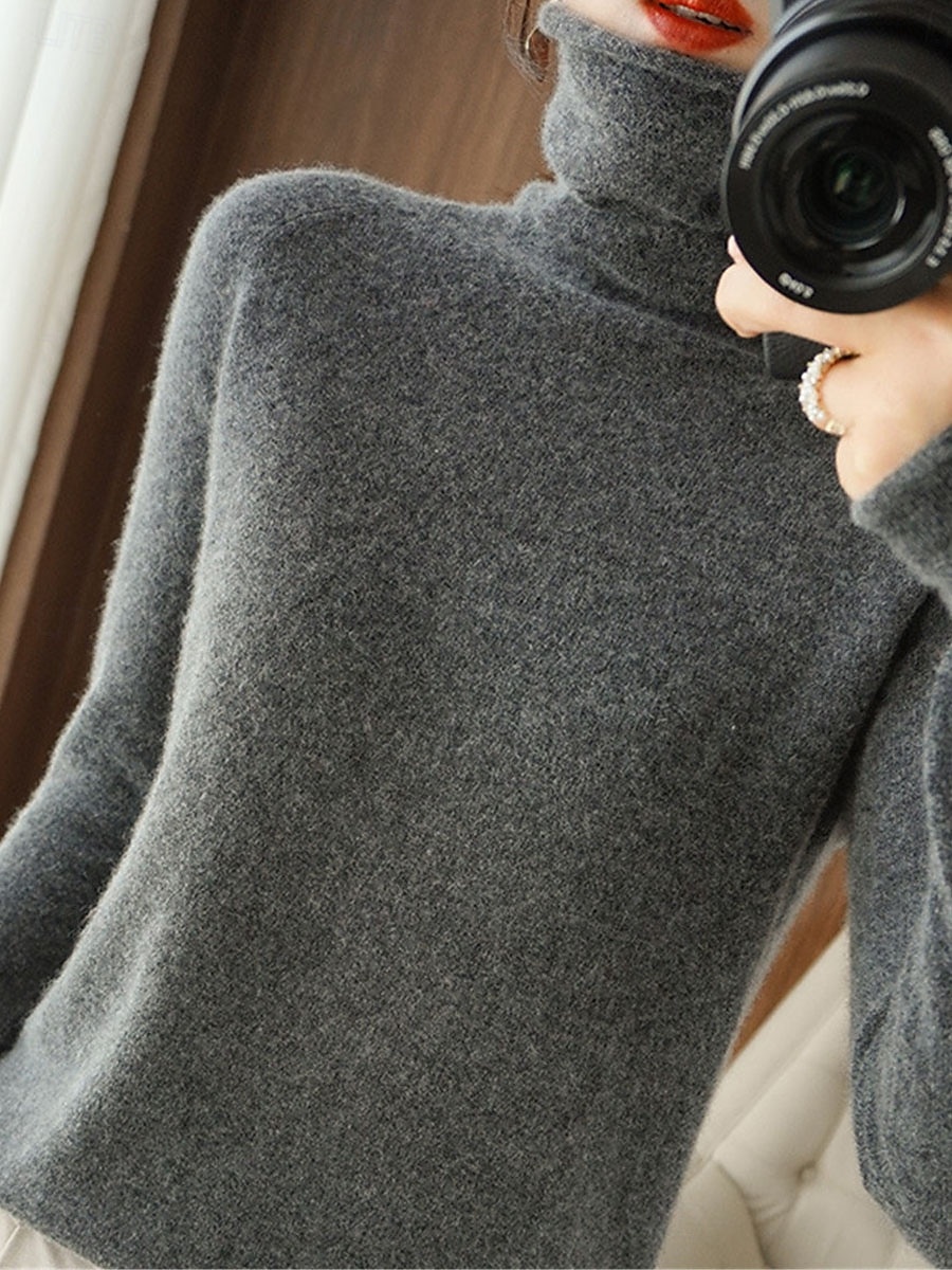 Femme Pull Chandail Pull Décontractées Flexible Couleur monochrome A côtes Col Roulé Tricoté manche longue Hauts réguliers Tricoter Extérieur du quotidien Fin de semaine Rose Claire Chameau Automne de 2025 ? $28.99 –P3