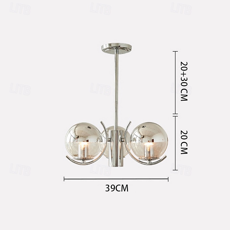 nordischer kreativer Chrom-Deckenleuchter moderner Chrom-LED-Deckenleuchter Kunstausstellung Pendelleuchten galvanisiertes Gehäuse LED-Beleuchtung 3/4/5 Lichtköpfe 110-240V 2025 - $364.91 –P1