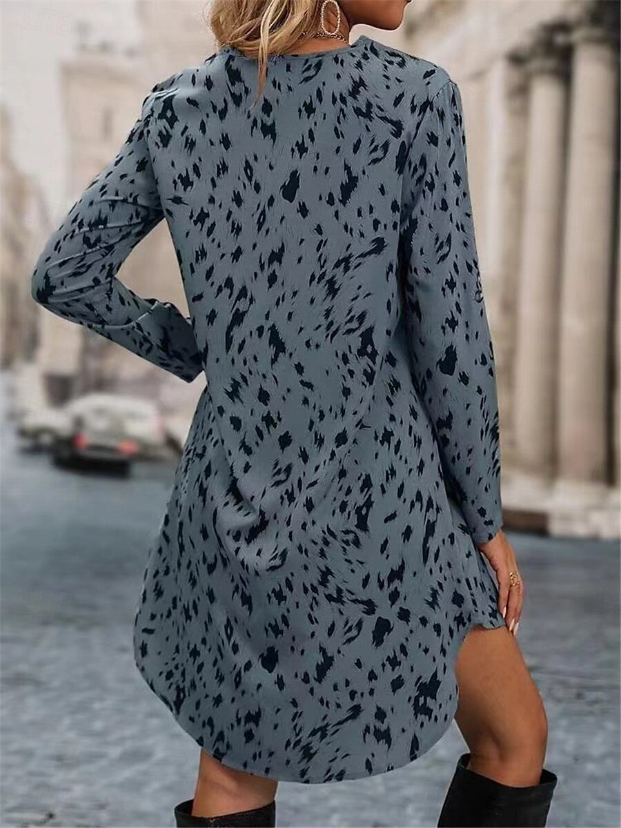 robe longue léopard à col en V et manches longues pour femme printemps automne de 2025 ? $41.99 –P8
