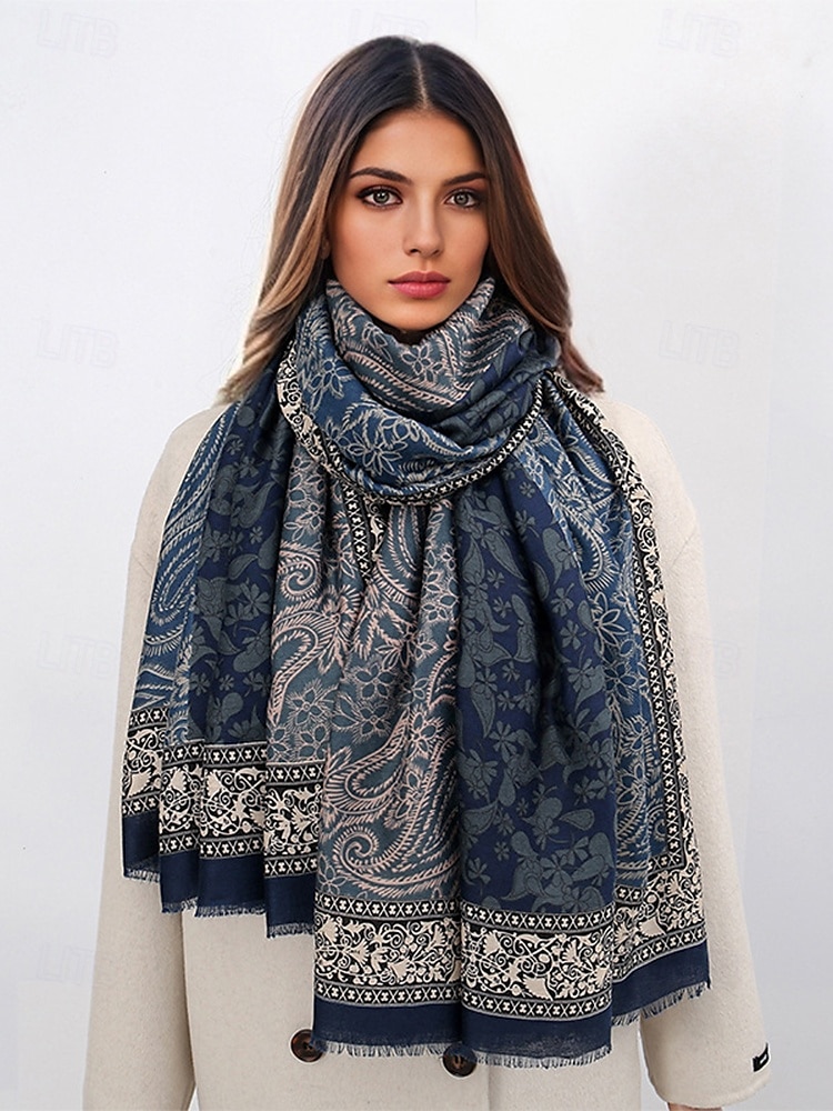 écharpe surdimensionnée à imprimé cachemire vintage pour femme - châle doux et chaud pour l'hiver, tenue décontractée et formelle de 2025 ? $14.99 –P5