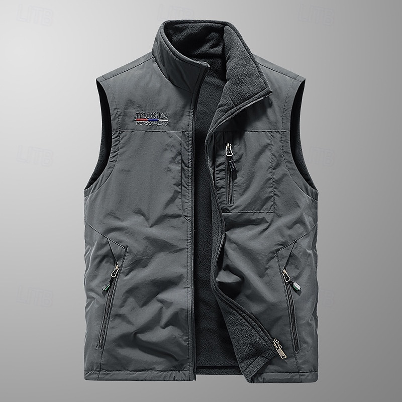 Men's Hiking Vest Hiking Fleece Vest Sleeveless Vest Outdoor Thermal Warm Fleece Lining Comfortable Winter Pocket Polyester Black Army Green Khaki Hunting Fishing Climbing 2025 - $28.99 –P11