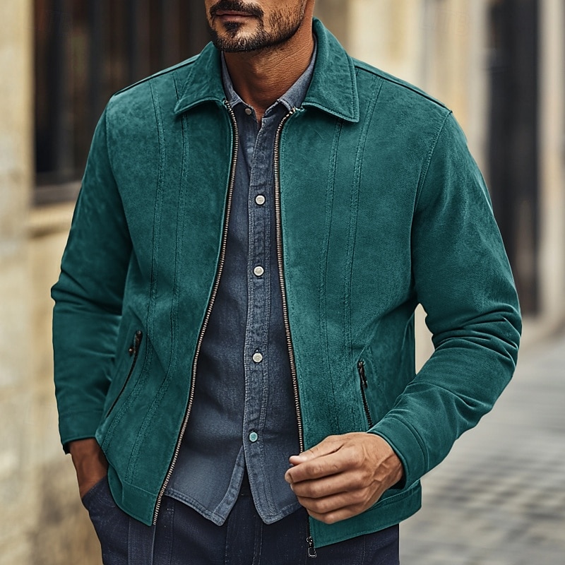 Homme Veste décontractée Veste en faux suède Veste en daim marron Casual Quotidien Coupe-vent Le style rétro Automne hiver Couleur unie / unie Décontractées Revers Normal Noir Marron Vert Grise Veste de 2025 ? $63.99 –P6