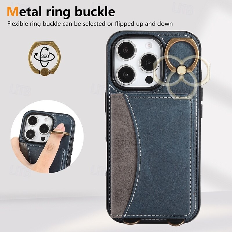 Phone Case For iPhone 16 Pro Max Plus iPhone 15 Pro Max Plus iPhone 14 13 12 11 Pro Max Plus iPhone 14 Pro Max iPhone 13 12 11 Pro Max Back Cover with Stand Holder with Wrist Strap Card Slot Retro 2025 - $21.99 –P13