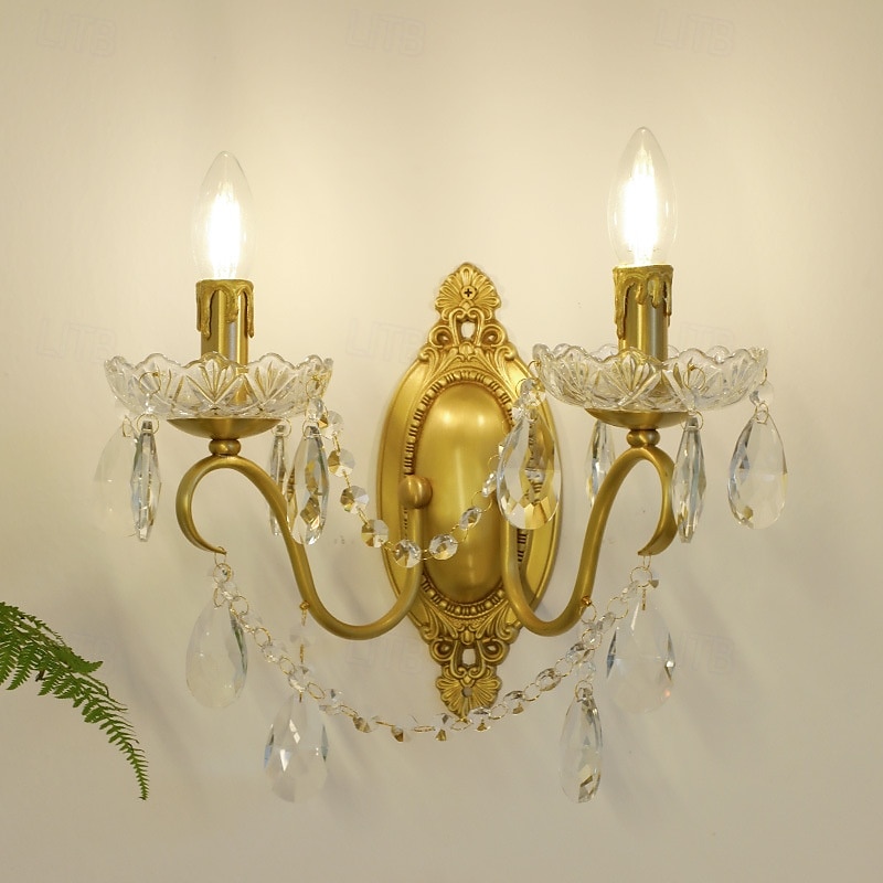 arandelas de parede de prisma de cristal vintage latão dupla luminária de parede luminárias iluminação decoração de parede arandelas de cobre 110-240v 5w de 2025 por $144.99 –P3