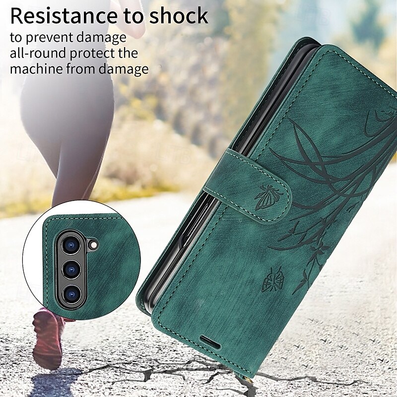 2025年 電話 ケース 用途 Zフォールド6 Z Fold 5 Z Fold 4 Z Fold 3 バックカバー スタンド付き リストストラップ付き カード挿入口 レトロ風 TPU PUレザー コレクション – $18.99 –P8