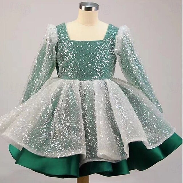 Infantil Para Meninas Vestido de festa Côr Sólida Manga Longa Espetáculo Com Transparência Princesa Doce Com Transparência Longuette Vestido da bainha Vestido De Tule Verão Primavera Outono Crianças de 2025 por $79.99 –P3