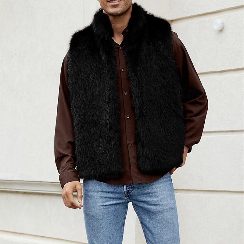 Per uomo Gilet Cappotto di pelliccia sintetica Giornaliero Appuntamento Da mare Di tendenza Informale Autunno inverno Tenere al caldo Poliestere Comodo Liscio Cardigan Colletto alla coreana Standard del 2026 a $39.99 –P9