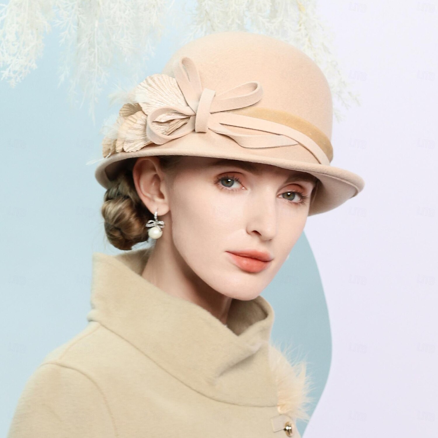pălării 100% lână melon/pălărie cloche pălărie fedora nuntă ceai nuntă elegantă cu bowknot floare căciulă pentru cap 2025 - $47.99 –P1